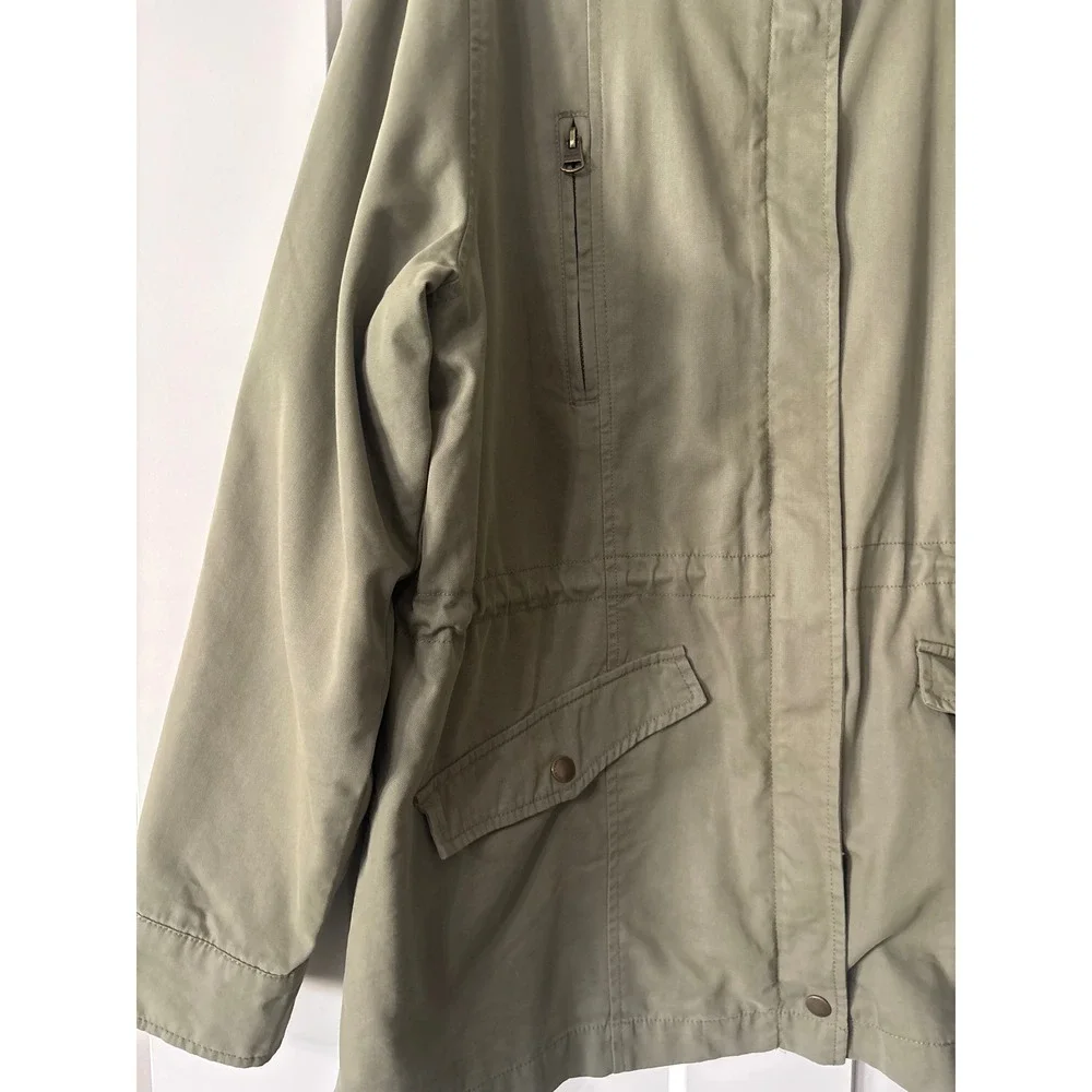 FatFace Womens Dark Green Utility Field Jacket Funnel Neck Size US 14 UK 18